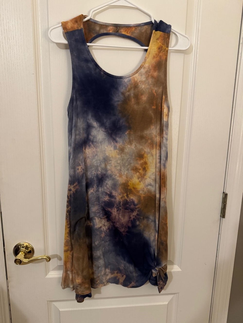 Wishlist Tie-Dye Sleeveless Midi Dress in Navy and Brown